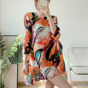 Flash Sale!!!Inspired Miyake Pleated Print Dress Women